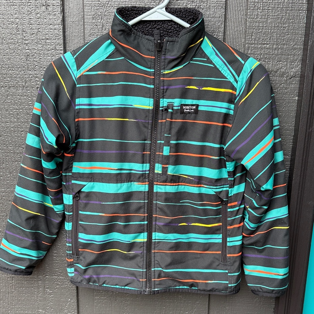 Burton Kids Striped Jacket - Black and Turquoise